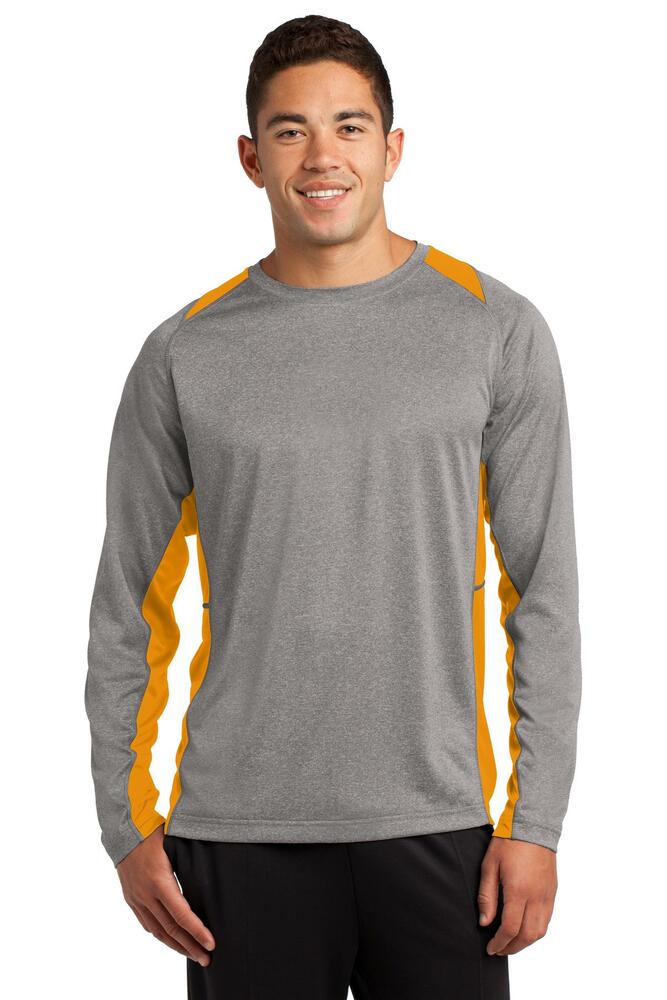 Sport-Tek ST361LS Long Sleeve Heather Colorblock Contender ™ Tee Front Fullsize"