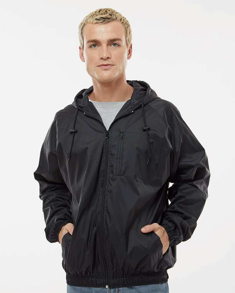 burnside 9728 men's nylon hooded coaches jacket Front Fullsize