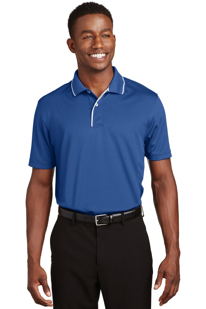 sport-tek k467 dri-mesh ® polo with tipped collar and piping Front Fullsize