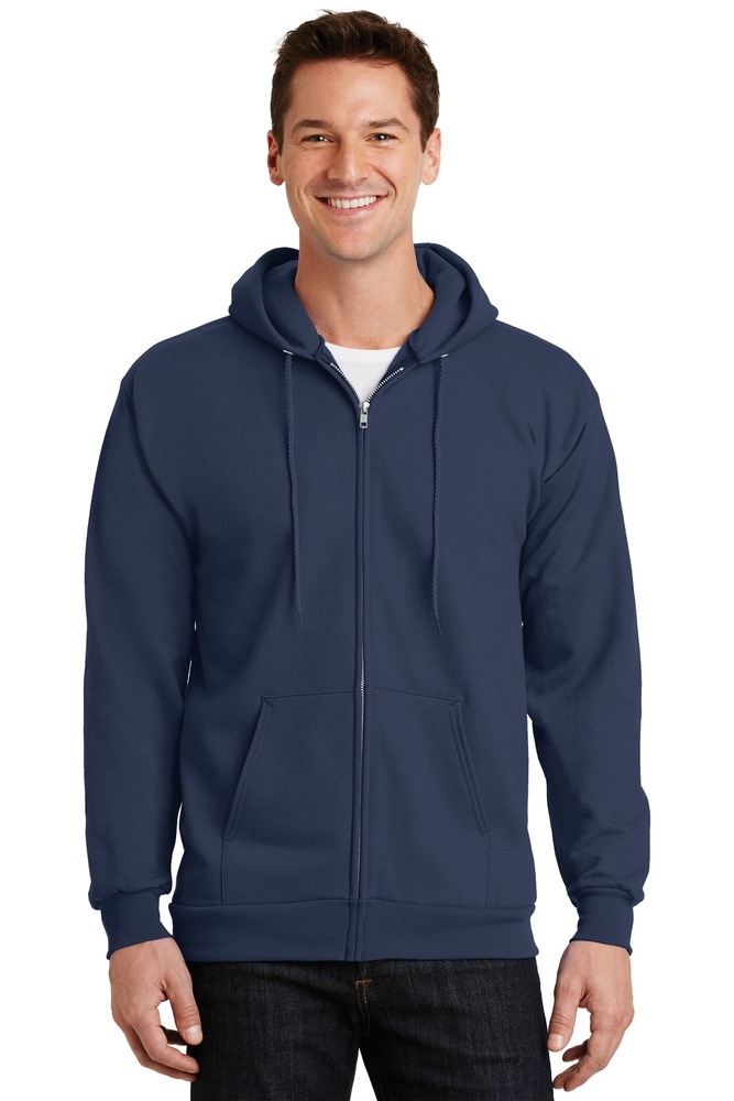 port & company pc90zh essential fleece full-zip hooded sweatshirt Front Fullsize