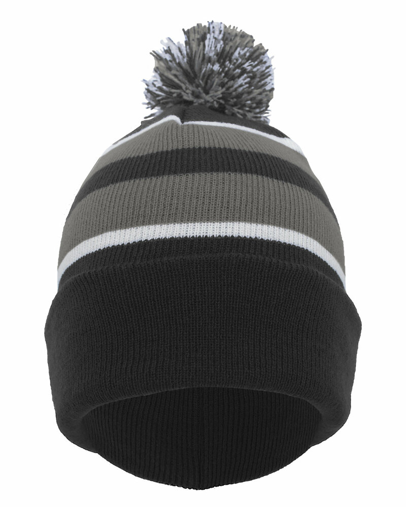 pacific headwear 641k knit fold over pom-pom beanie Front Fullsize