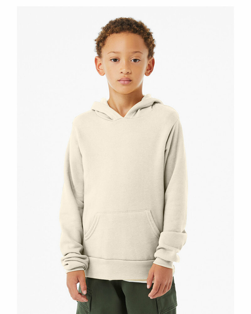 Bella + Canvas 3719Y Youth Sponge Fleece Pullover Hooded Sweatshirt Front Fullsize"