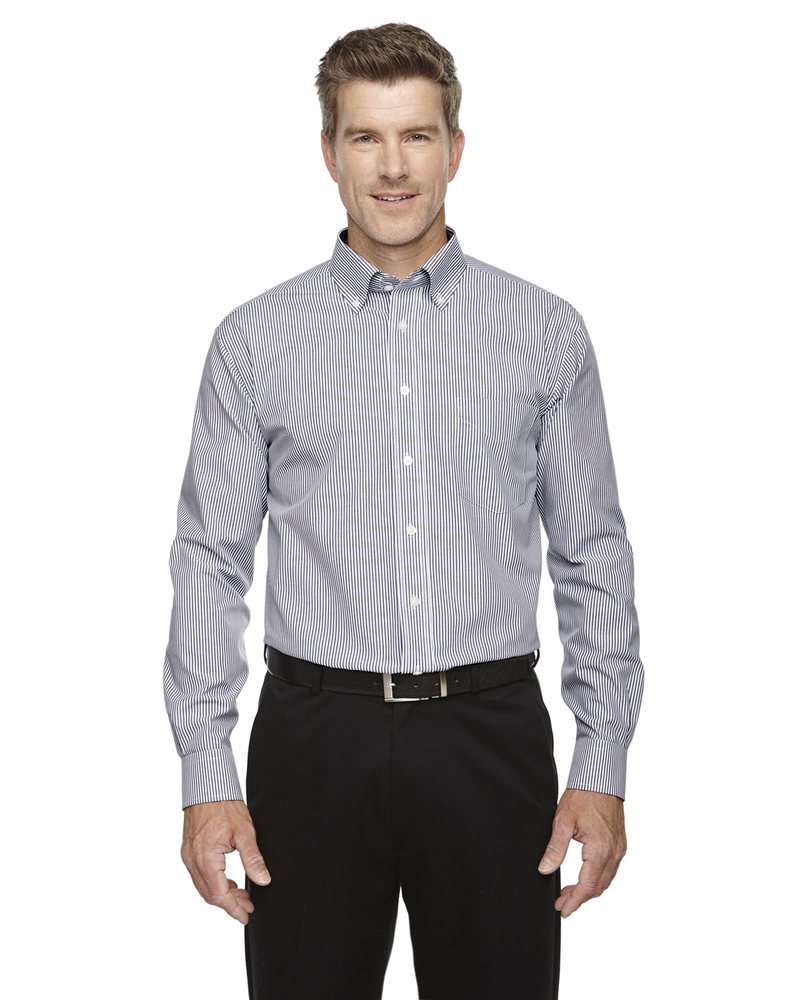 Devon & Jones D645 Men's Crown Woven Collection™ Banker Stripe Front Fullsize"