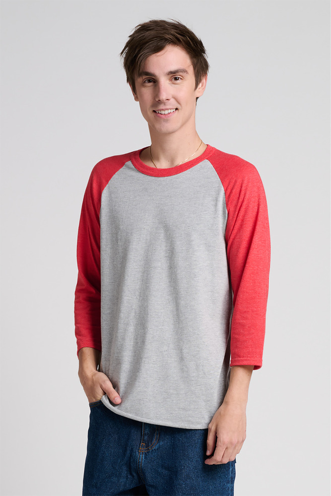 Jerzees J560R Unisex Premium Blend Combed Ring Spun 3/4-Sleeve Raglan Front Fullsize"