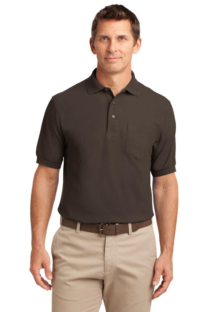 port authority k500p silk touch™ polo with pocket Front Fullsize