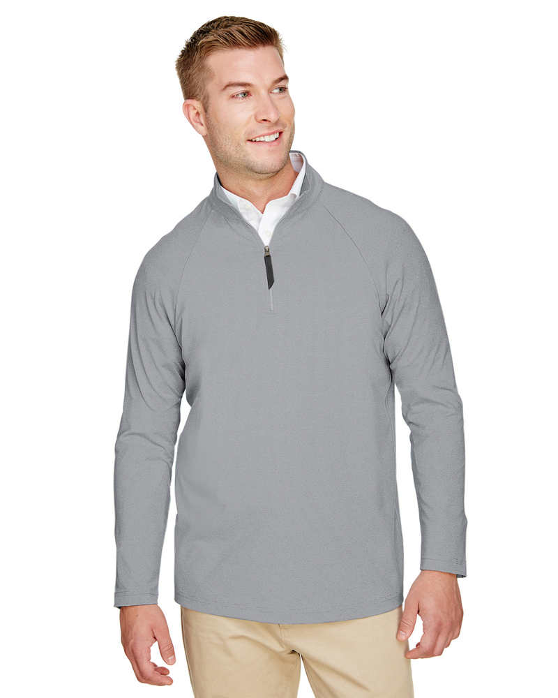 devon & jones dg480 crownlux performance™ men's clubhouse micro-stripe quarter-zip Front Fullsize