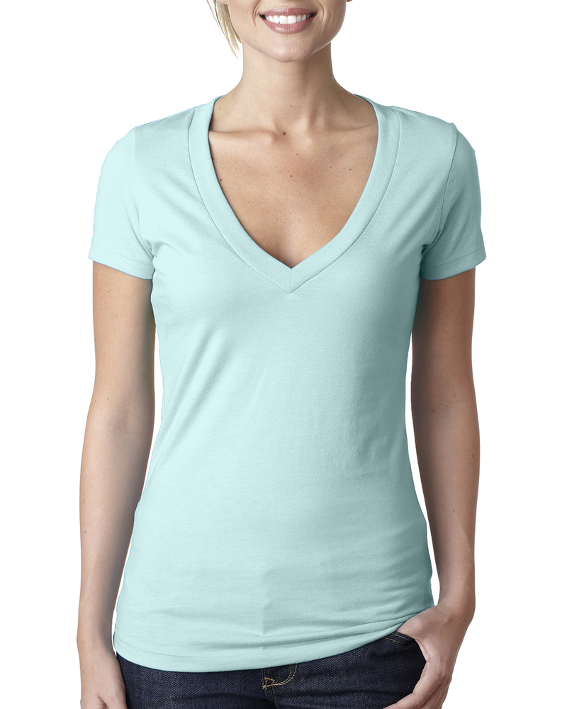 Next Level 6640 Ladies' CVC Deep V-Neck T-Shirt Front Fullsize"