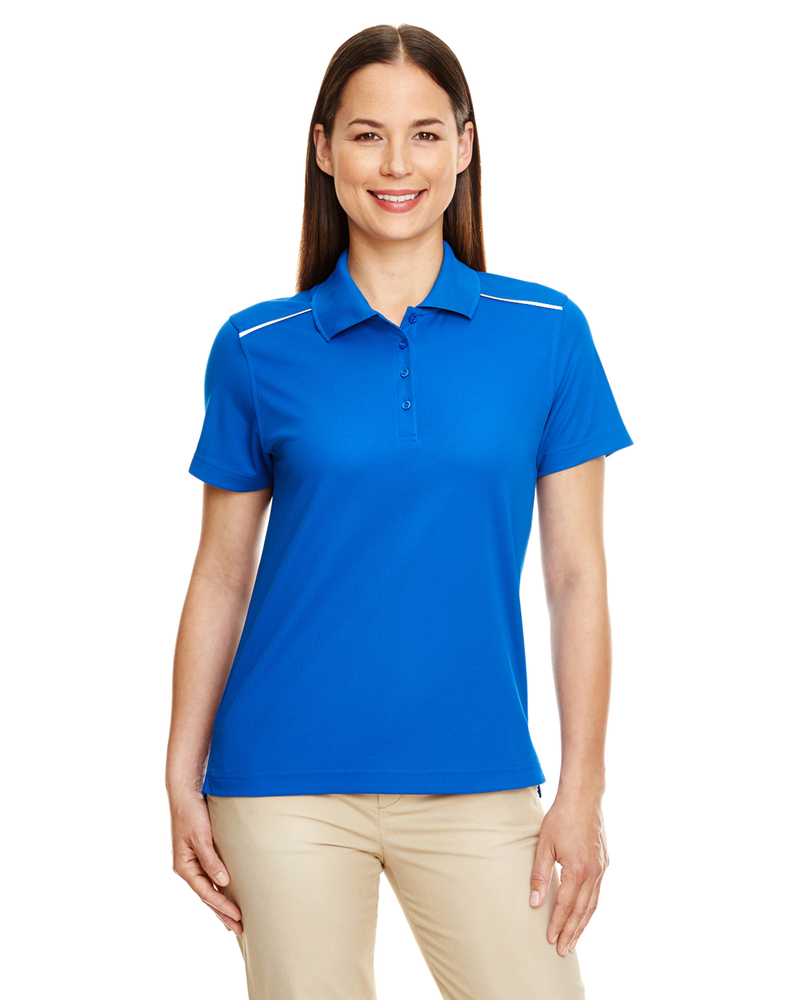 core365 78181r ladies' radiant performance piqué polo with reflective piping Front Fullsize