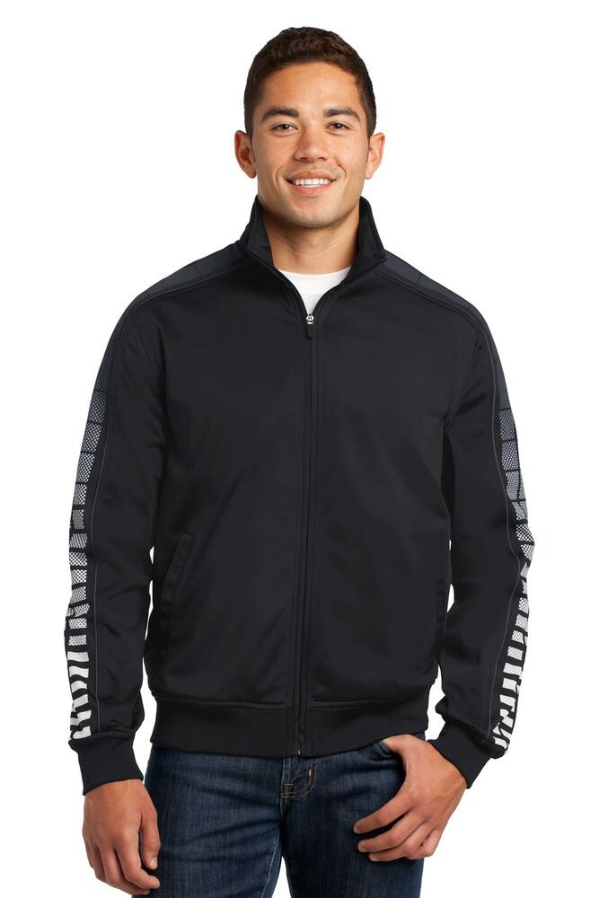sport-tek jst93 dot sublimation tricot track jacket Front Fullsize