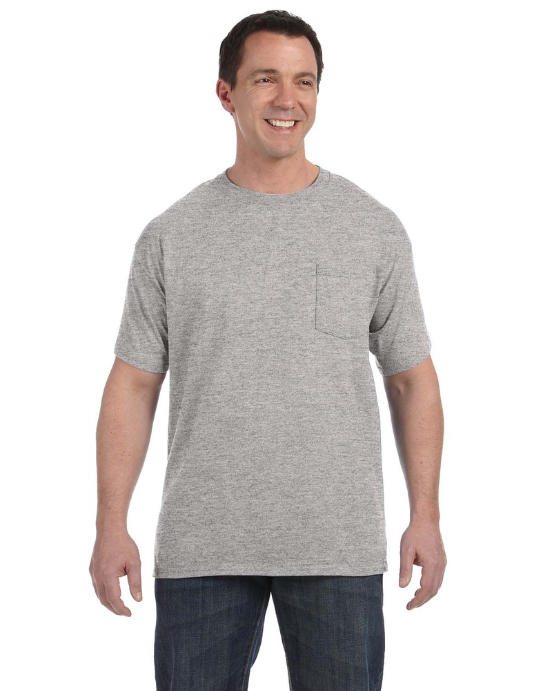 Hanes H5590 Authentic-T ® 100% Cotton T-Shirt with Pocket Front Fullsize"