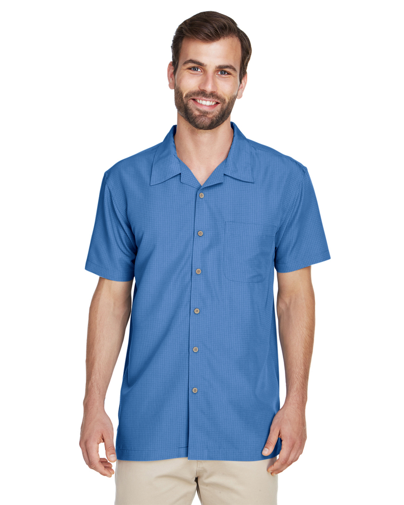 harriton m560 men's barbados textured camp shirt Front Fullsize