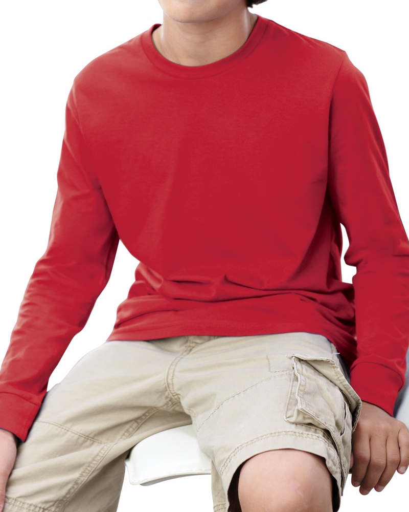 lat 6201 youth lng slv fine jersey tee Front Fullsize