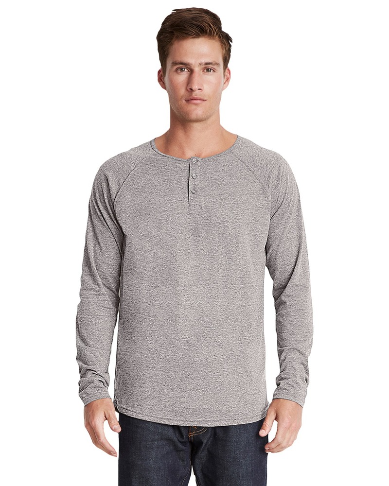 Next Level 6072 Men's Triblend Long-Sleeve Henley Front Fullsize"