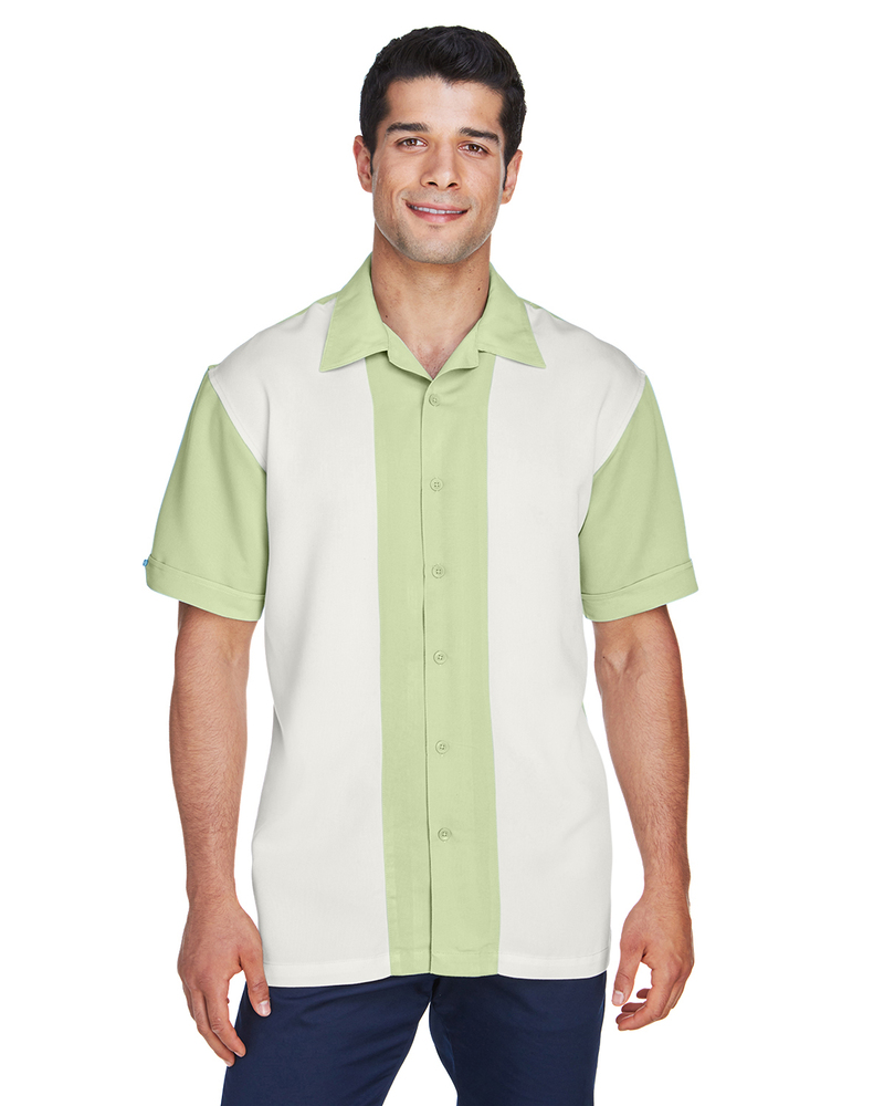 harriton m575 men's two-tone camp shirt Front Fullsize