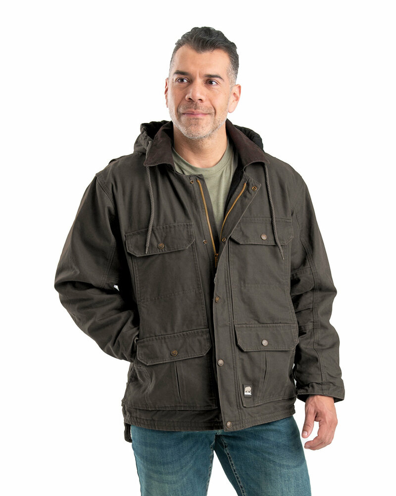 berne jc613 men's heartland washed duck zip-off hooded coat Front Fullsize