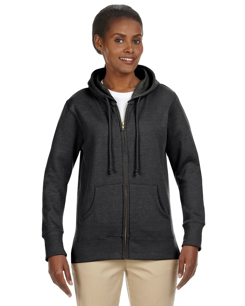 econscious ec4580 ladies' organic/recycled heathered fleece full-zip hooded sweatshirt Front Fullsize