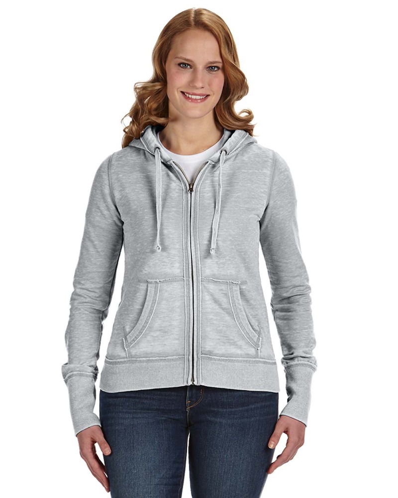 J America JA8913 Ladies' Zen Full-Zip Fleece Hooded Sweatshirt Front Fullsize"