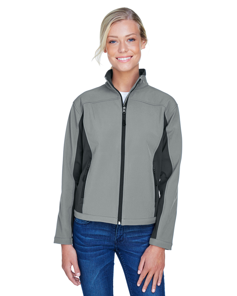 devon & jones d997w ladies' soft shell colorblock jacket Front Fullsize