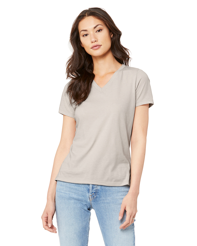 Bella + Canvas 6405CVC Ladies' Relaxed Heather CVC Jersey V-Neck T-Shirt Front Fullsize"