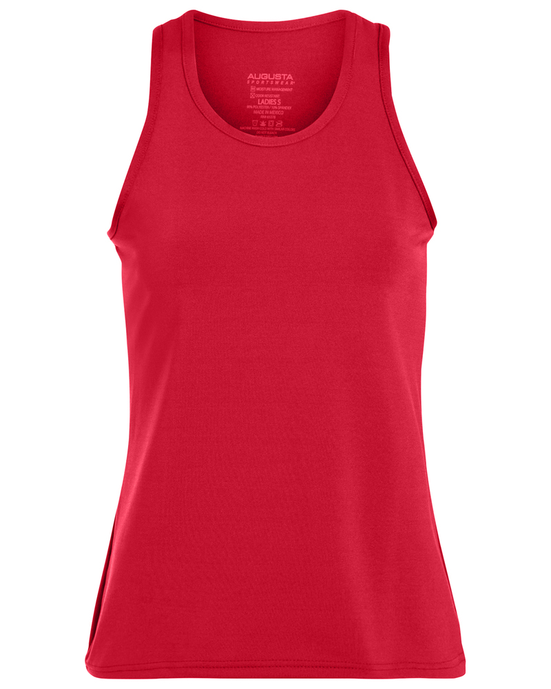 augusta sportswear 1203 girls poly/spandex solid racerback tank Front Fullsize