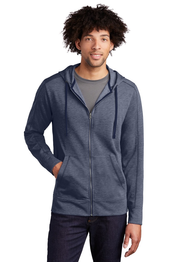 sport-tek st293 posicharge ® tri-blend wicking fleece full-zip hooded jacket Front Fullsize