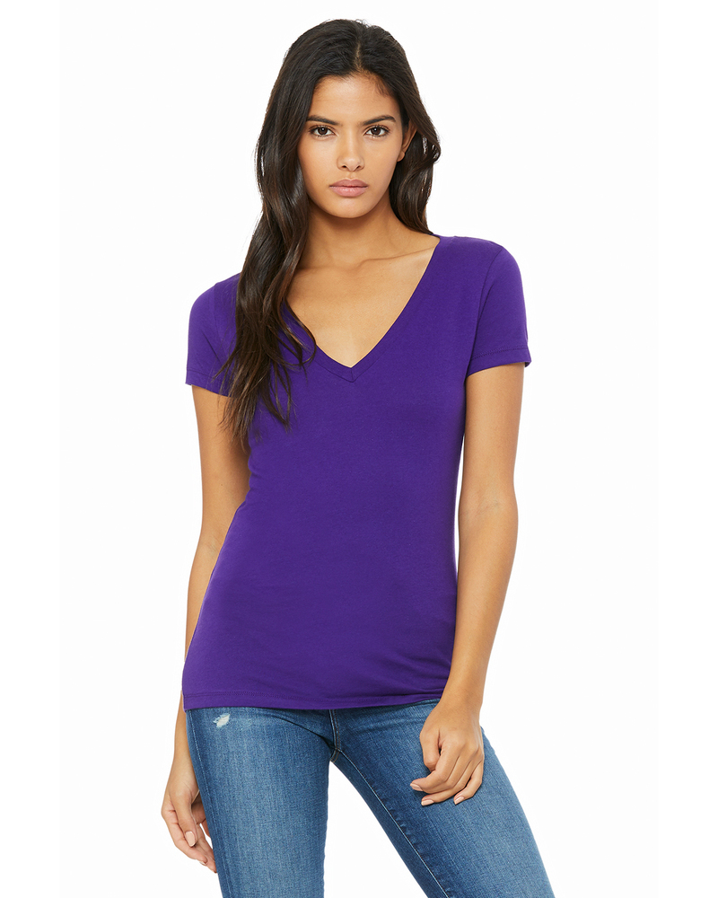 Bella + Canvas B6035 | Ladies' Jersey Short-Sleeve Deep V-Neck T-Shirt ...