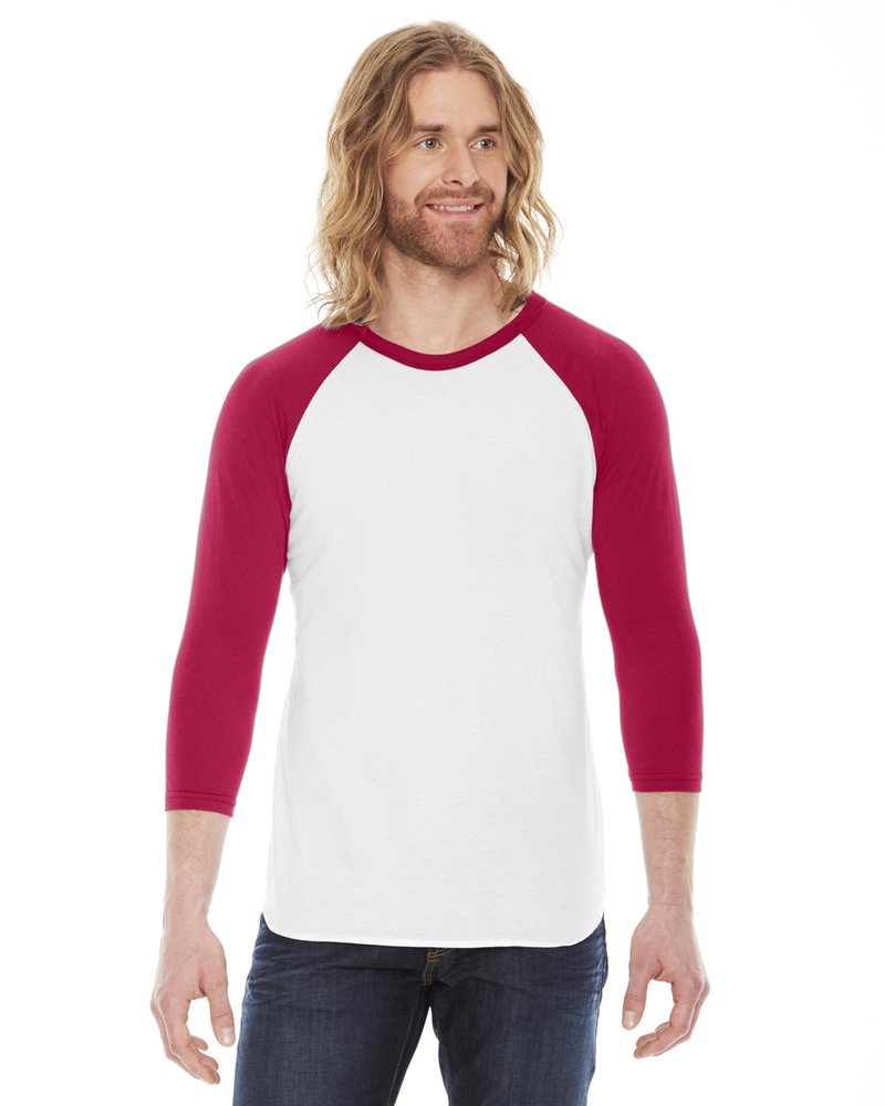 american apparel bb453 unisex poly-cotton usa made 3/4-sleeve raglan t-shirt Front Fullsize
