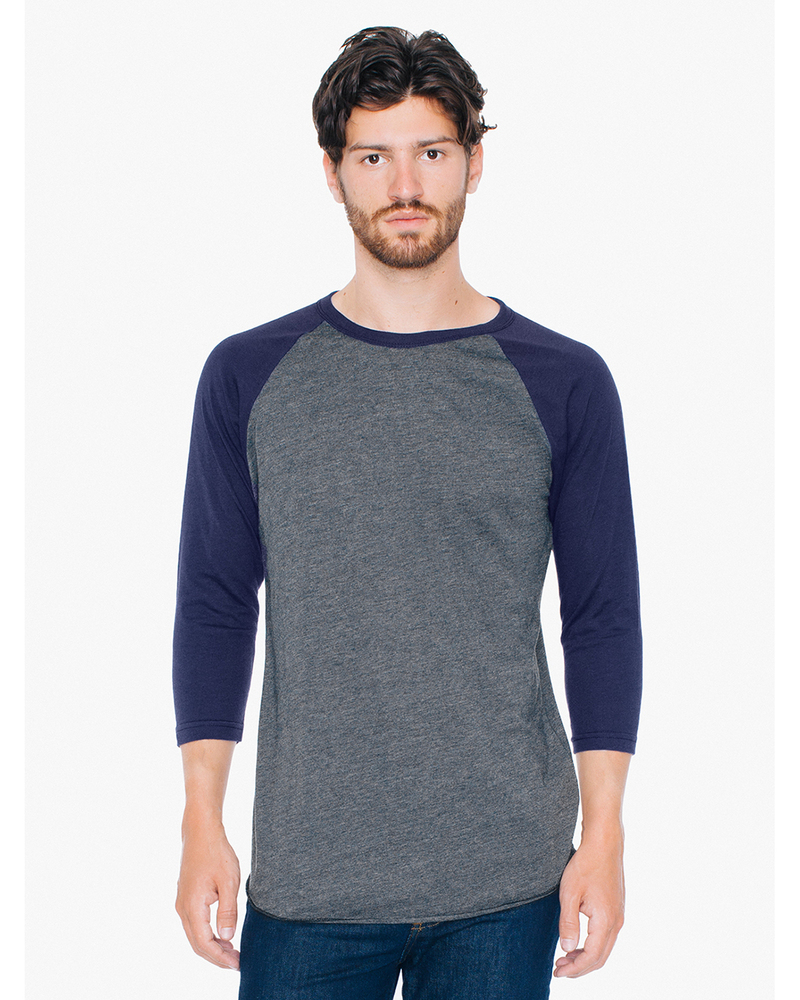 American Apparel BB453W Poly-Cotton 3/4-Sleeve Raglan T-Shirt Front Fullsize"