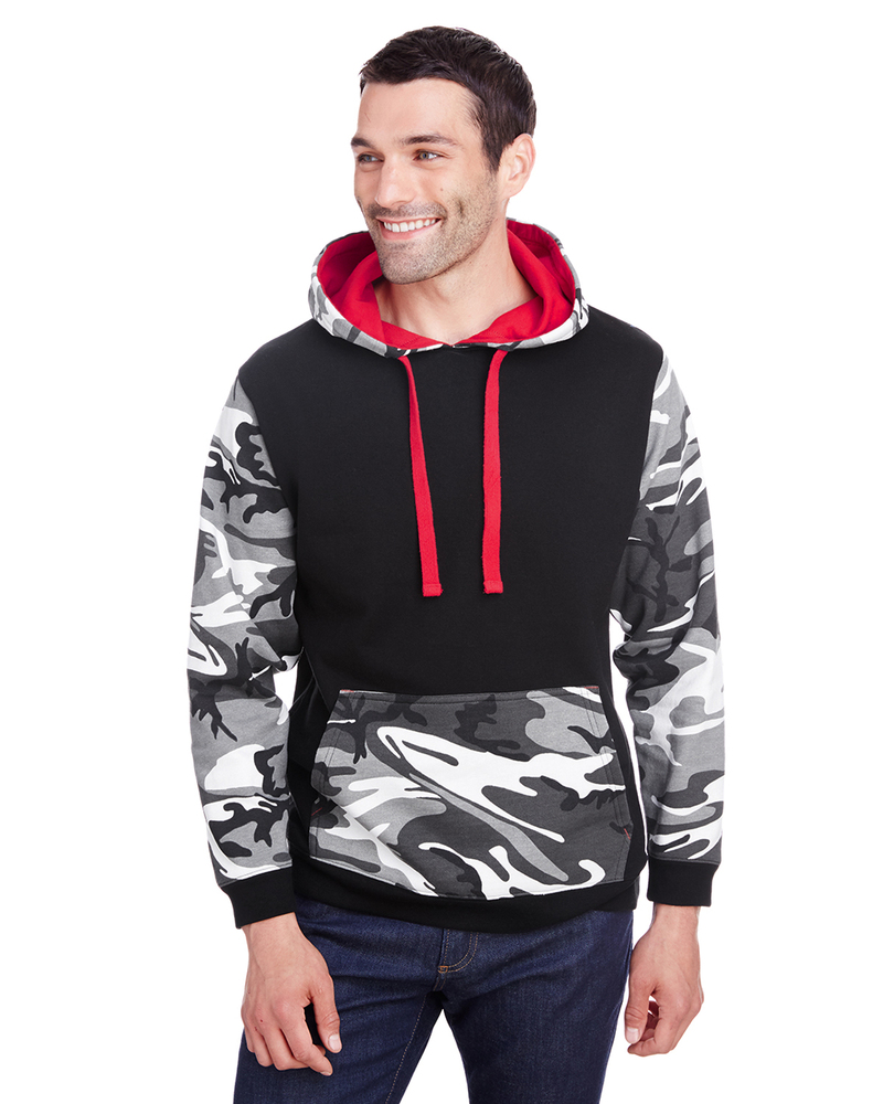 code five 3967 men's fashion camo hooded sweatshirt Front Fullsize