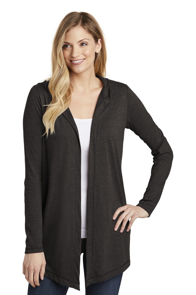 district dt156 women's perfect tri ® hooded cardigan Front Fullsize