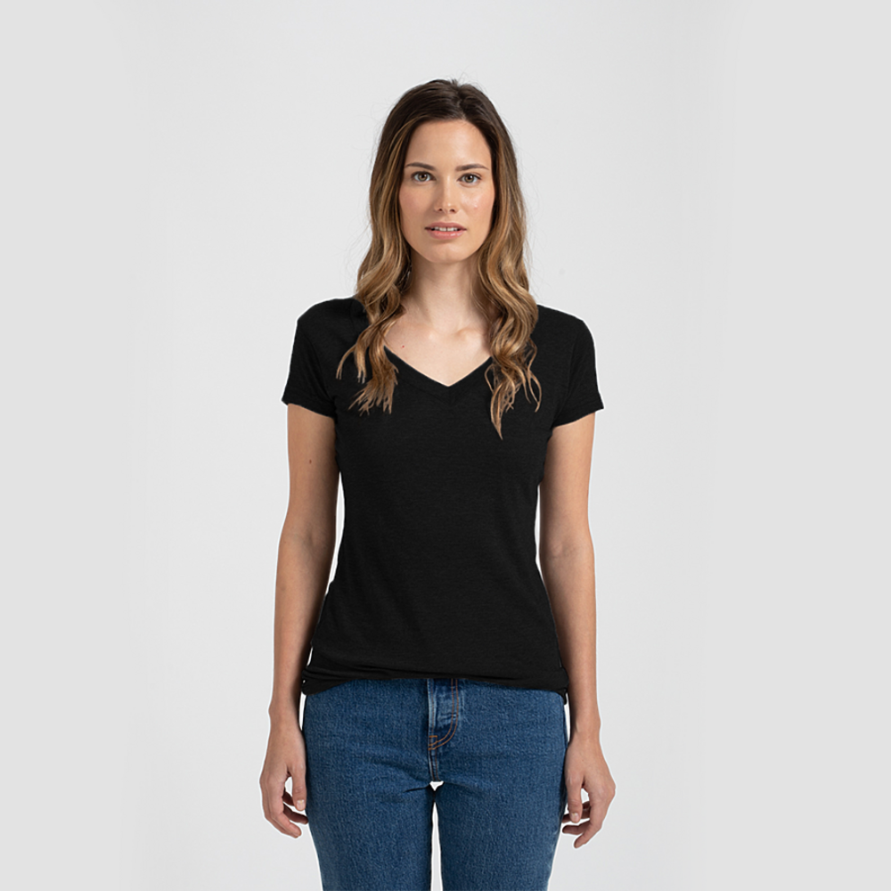 Tultex 0244TC Ladies' V Neck Blend Tee Front Fullsize"