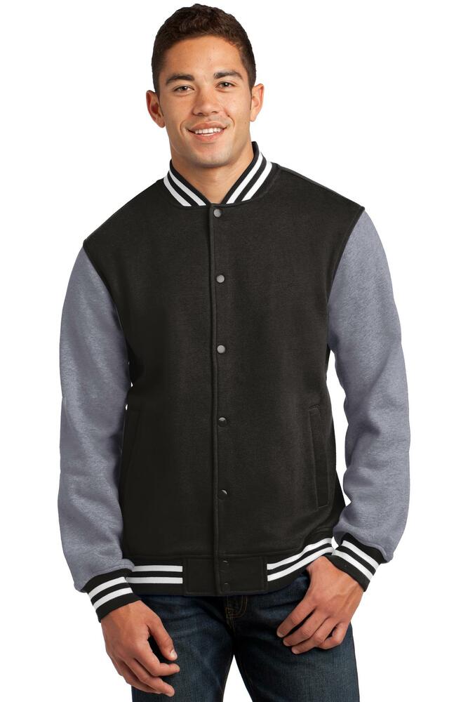 sport-tek st270 fleece letterman jacket Front Fullsize