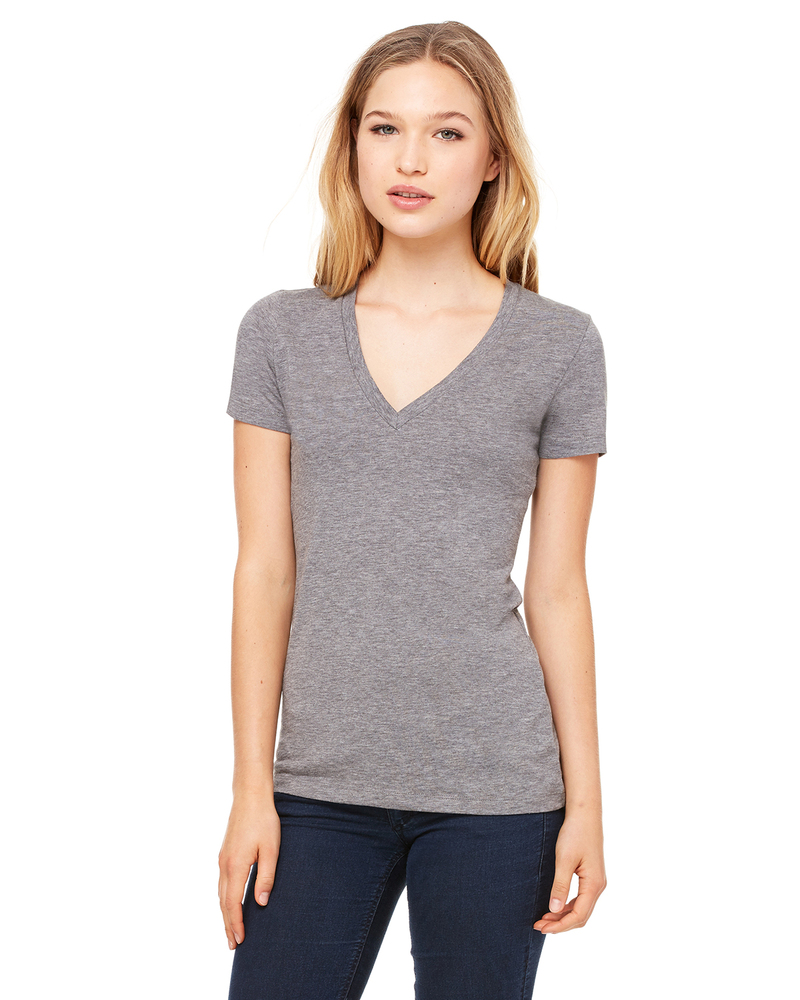 bella + canvas 8435 ladies' triblend short-sleeve deep v-neck t-shirt Front Fullsize