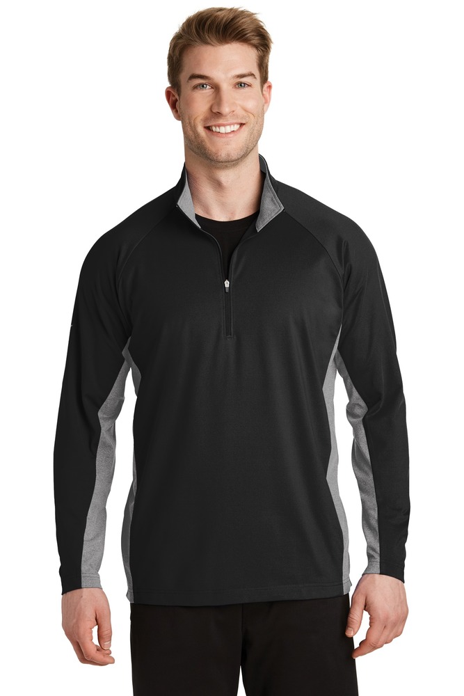 sport-tek st854 sport-wick ® stretch contrast 1/2-zip pullover Front Fullsize