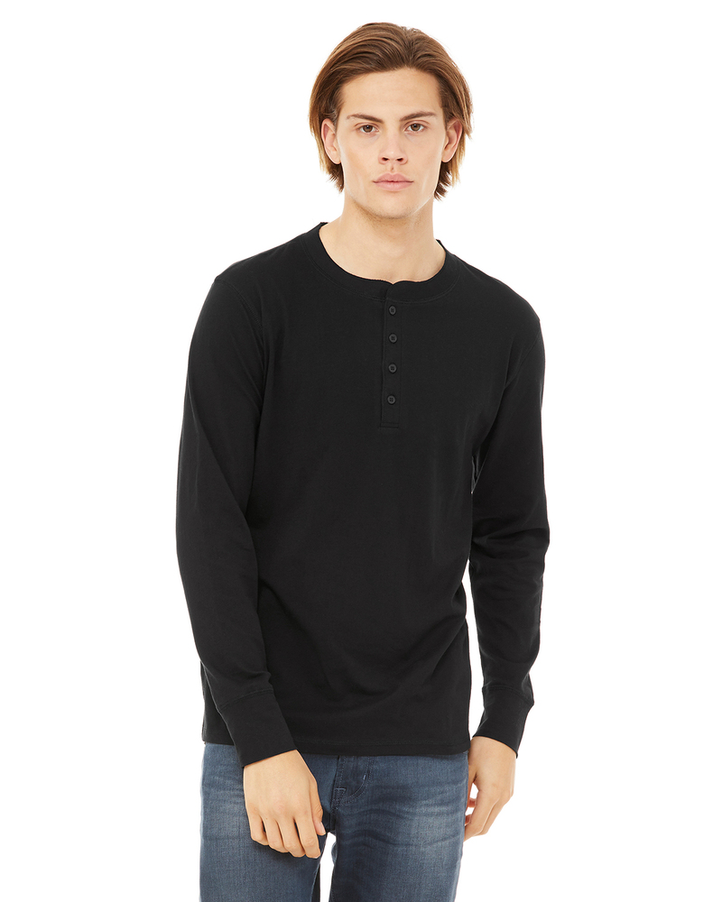 bella + canvas 3150 men's jersey long-sleeve henley Front Fullsize