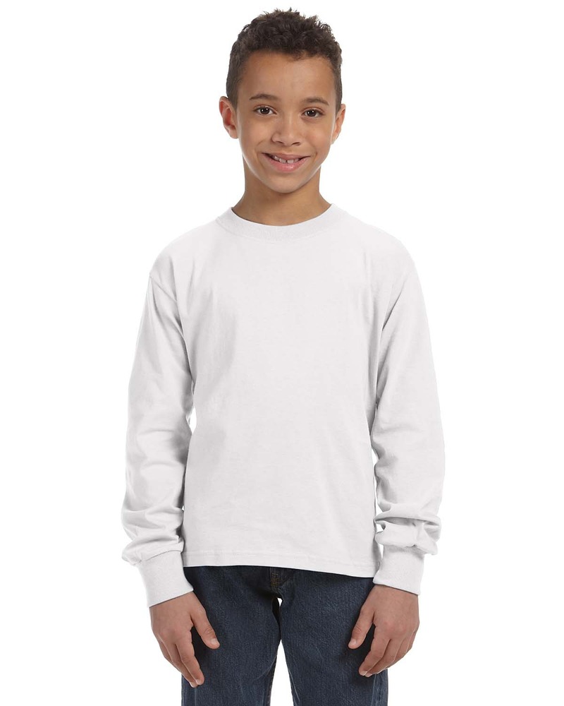 fruit of the loom 4930b youth 5 oz. hd cotton™ long-sleeve t-shirt Front Fullsize
