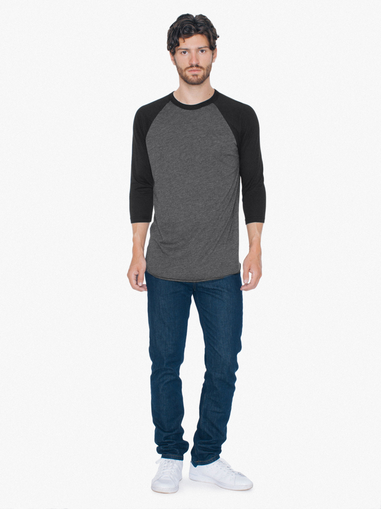 American Apparel BB453W | Poly-Cotton 3/4-Sleeve Raglan T