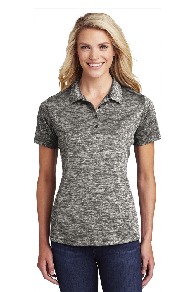 sport-tek lst590 ladies posicharge ® electric heather polo Front Fullsize