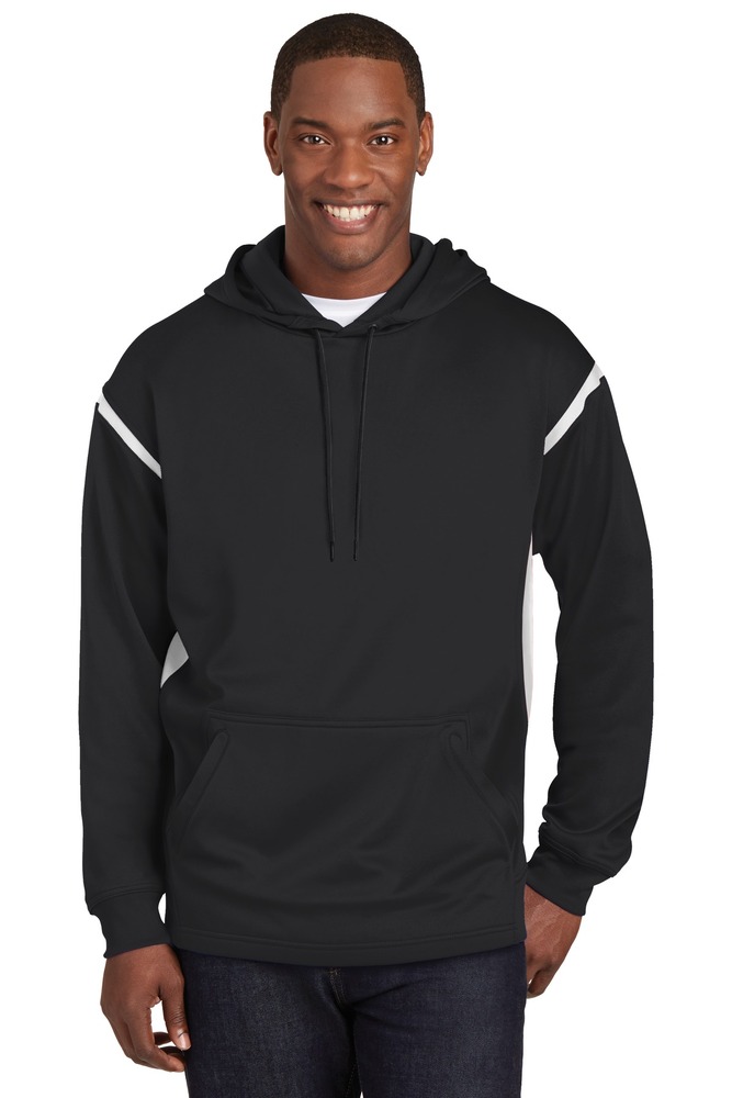 sport-tek f246 tech fleece colorblock hooded sweatshirt Front Fullsize
