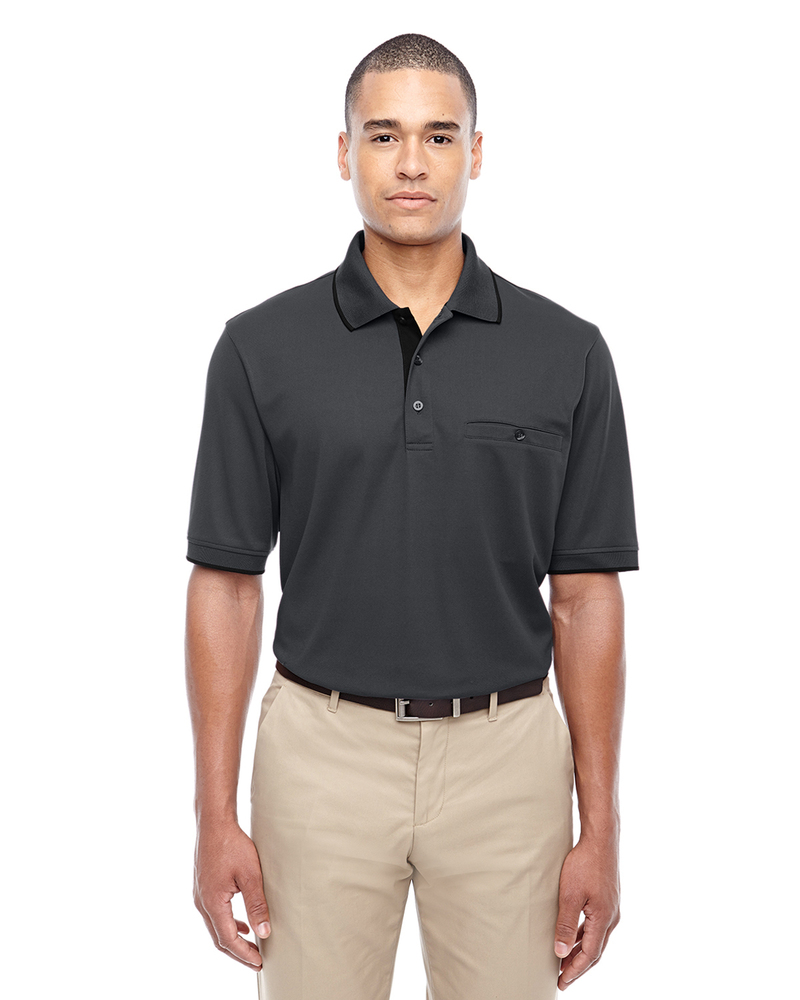 core 365 88222 men's motive performance piqué polo with tipped collar Front Fullsize