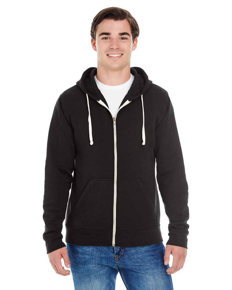 j america ja8872 adult triblend full-zip fleece hooded sweatshirt Front Fullsize