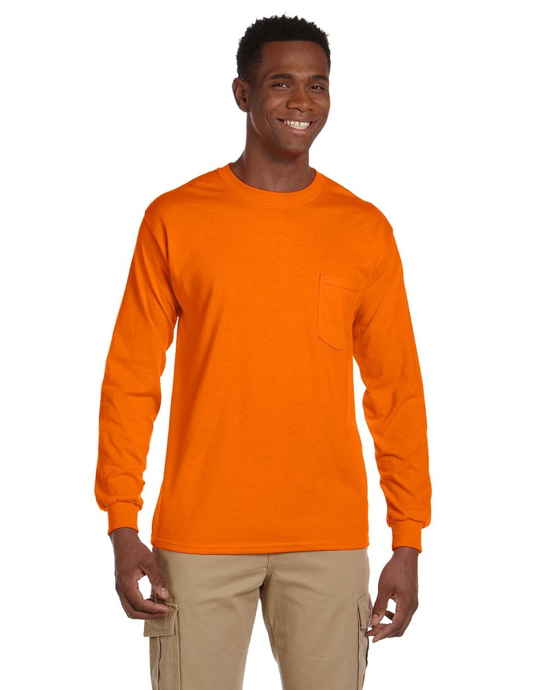 Gildan G241 Ultra Cotton ® 100% Cotton Long Sleeve T-Shirt with Pocket Front Fullsize"