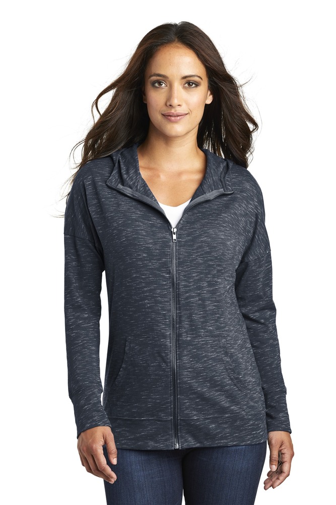 District DT665 Women's Medal Full-Zip Hoodie Front Fullsize"