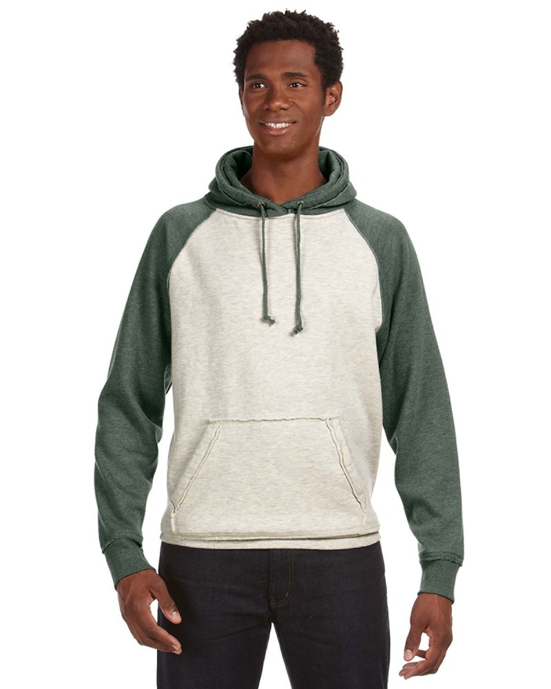 J America JA8885 Adult Vintage Heather Pullover Hood Front Fullsize"