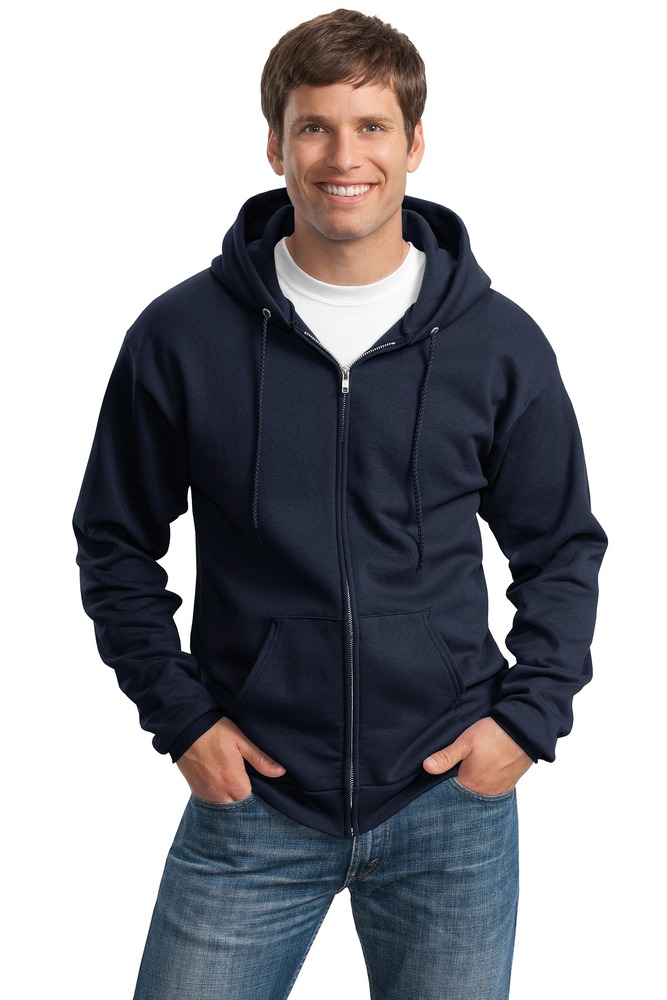 port & company pc90zht tall essential fleece full-zip hooded sweatshirt Front Fullsize