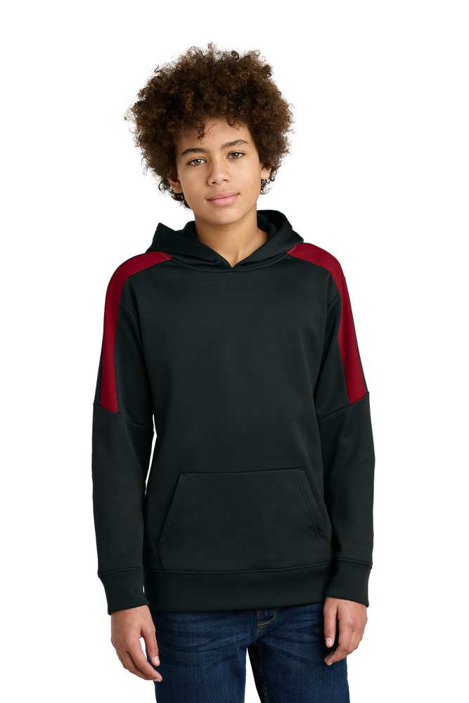 sport-tek yst255 youth sport-wick ® fleece united pullover hoodie Front Fullsize