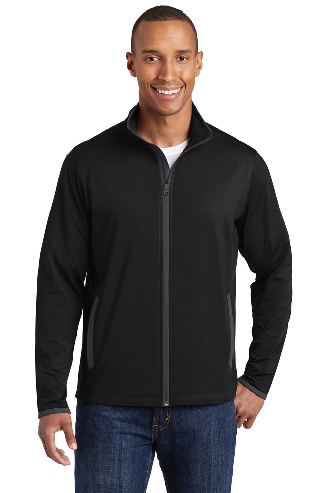 sport-tek st853 sport-wick ® stretch contrast full-zip jacket Front Fullsize