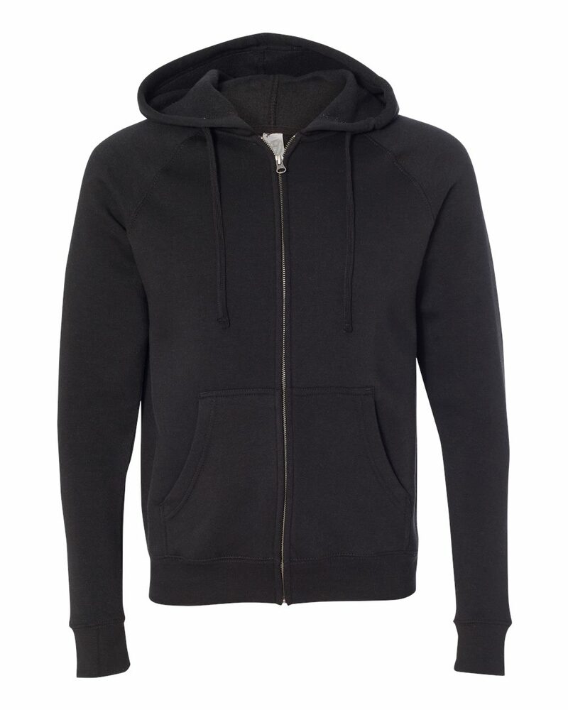 independent trading co. prm33sbz unisex special blend raglan full-zip hooded sweatshirt Front Fullsize