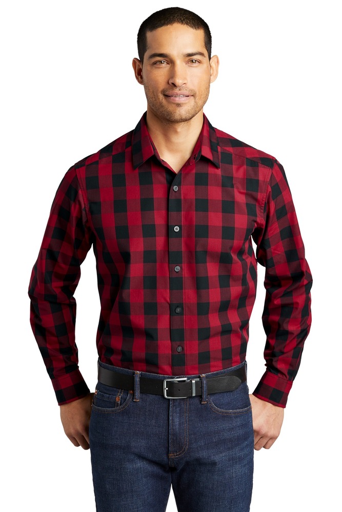 port authority w670 everyday plaid shirt Front Fullsize