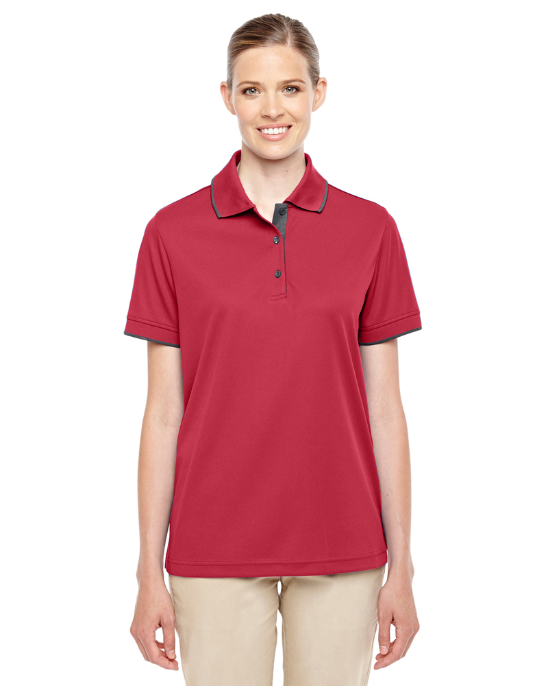 core 365 78222 ladies' motive performance piqué polo with tipped collar Front Fullsize